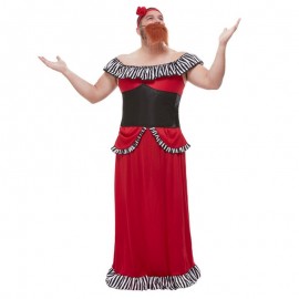 Disfraz de señora barbudo rojo