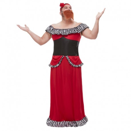 Disfraz de señora barbudo rojo