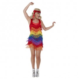 Rainbow Pride 20s Flapper vestido multicolor