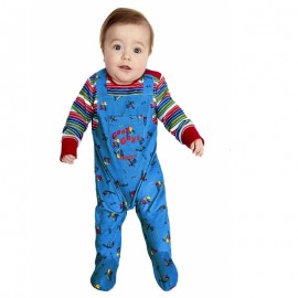Disfraz de bebé chucky azul y rojo Disfraz de bebé chucky azul y rojo