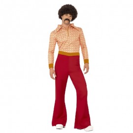 Disfraz de chico auténtico 70s rojo Disfraz de chico auténtico 70s rojo
