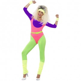 80s Trabaja disfraz con mono neón 80s Trabaja disfraz con mono neón