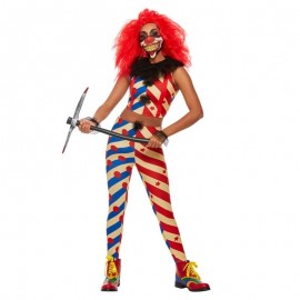 Disfraz de payaso espeluznante rojo y azul Disfraz de payaso espeluznante rojo y azul