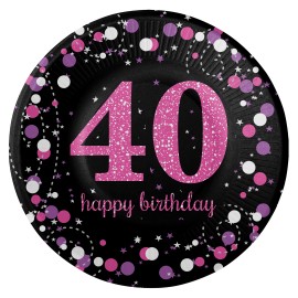 8 Platos 40 Años Elegant Pink 18 cm