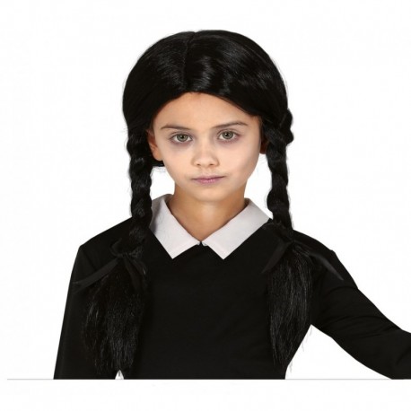 Peluca Negra Con Trenzas Infantil