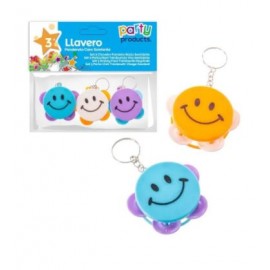3 Llaveros Pandereta Cara Sonriente