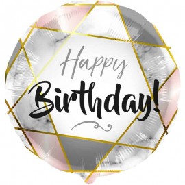Globo Happy Birthday Geometric Marble 45 cm Globo Happy Birthday Geometric Marble 45 cm