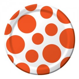 8 Platos Polka Dots 18 cm Naranja