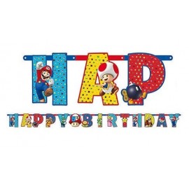 Guirnalda Super Mario Happy Birthday 1,6 m x 11 cm
