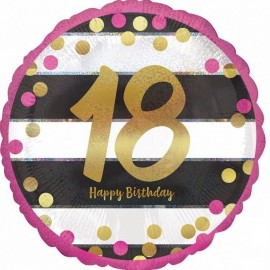 Globo 18 Pink & Gold Metalizado Redondo 43 cm