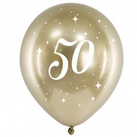6 Globos 50 Años Dorados 30 cm