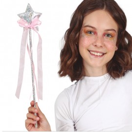 Varita Con Estrella Plata 35 cm Varita Con Estrella Plata 35 cm