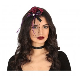 Diadema Lentejuelas Gorrito Lila Con Velo
