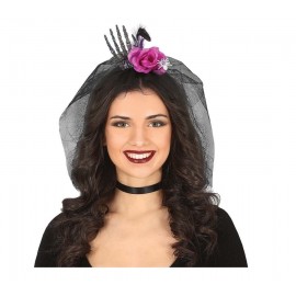 Diadema de Velo Con Flor y Mano Diadema de Velo Con Flor y Mano