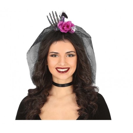 Diadema de Velo Con Flor y Mano