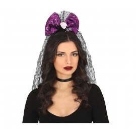 Diadema Lazo Lila Con Velo