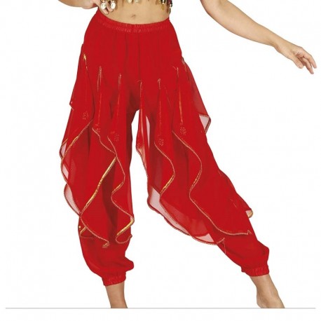 Pantalones Danza Del Vientre Rojo Pomposo