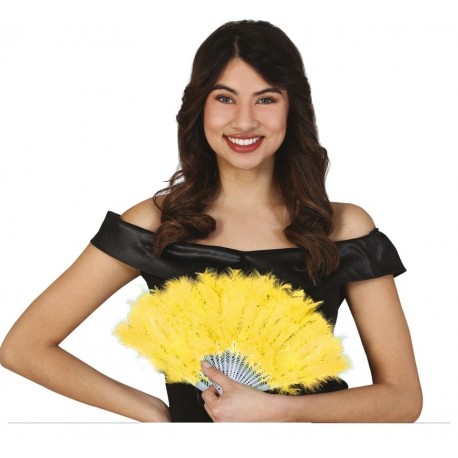 Abanico Plumas Amarillo 16 Palas