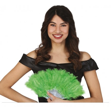 Abanico Plumas Verde Oscuro 16 Palas
