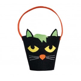 Cubo Fieltro Negro Con Gato 20 cm Cubo Fieltro Negro Con Gato 20 cm