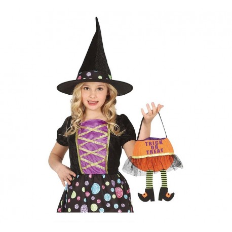 Cubo Fieltro Naranja Trick Or Treat 20 cm
