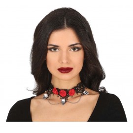 Gargantilla Con Calaveras Y Rosas Gargantilla Con Calaveras Y Rosas