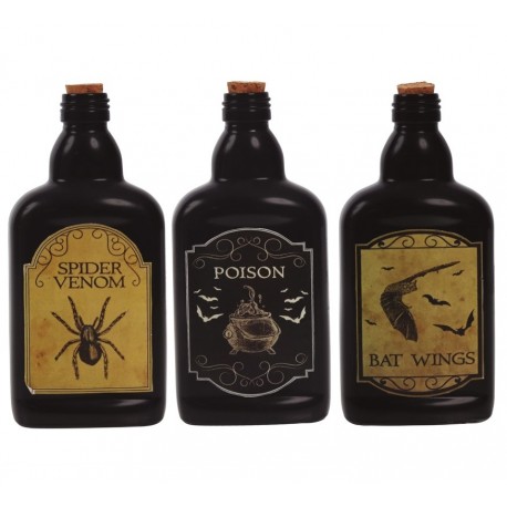 Botellas Veneno Vidrio Surtidas 19 cm