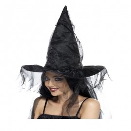 Sombrero de bruja negro para mujer