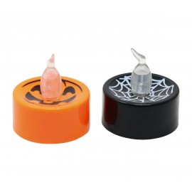 24 Vela Naranja Y Negra Con Luz 4 Cms 24 Vela Naranja Y Negra Con Luz 4 Cms