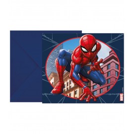 6 Invitaciones Spiderman forma Araña