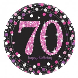 8 Platos 70 Años Elegant Pink 18 cm