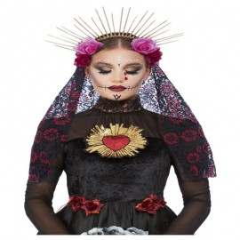 Diadema del Día de los Muertos con Velo
