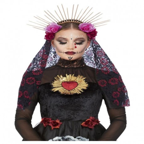 Diadema del Día de los Muertos con Velo