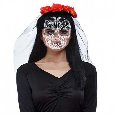 Diadema Día de Muertos con Velo
