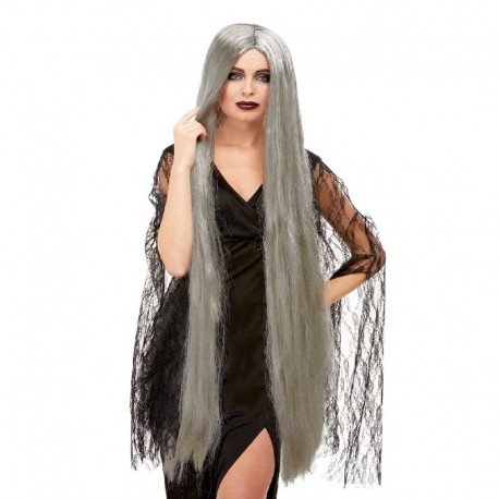 Peluca De Bruja Extra Larga Gris