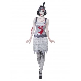 Disfraz de vestido de zombis gris