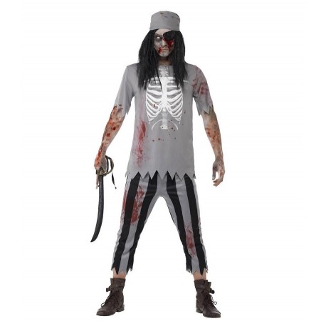 Disfraz De Pirata Zombie Gris