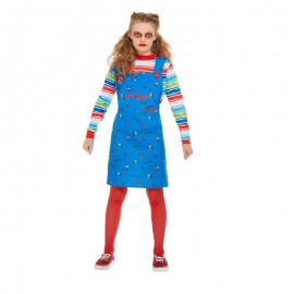 Disfraz De Chucky Azul de Niña Disfraz De Chucky Azul de Niña