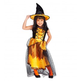 Disfraz Bruja Chic Naranja Infantil Disfraz Bruja Chic Naranja Infantil
