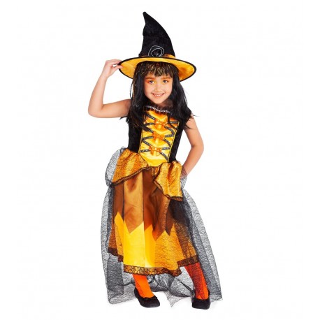 Disfraz Bruja Chic Naranja Infantil