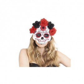 Máscara Katrina Con Flores Rojas Negras