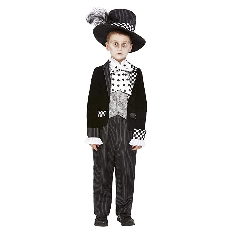 Disfraz de sombrero enojado oscuro blanco y negro niño - FiestasMix