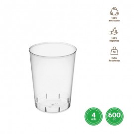 4 Vasos Reutilizables 600 ml