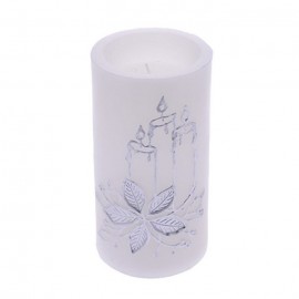 Vela Con Luz Plata Decorada 7,50 X 15 Cm Vela Con Luz Plata Decorada 7,50 X 15 Cm