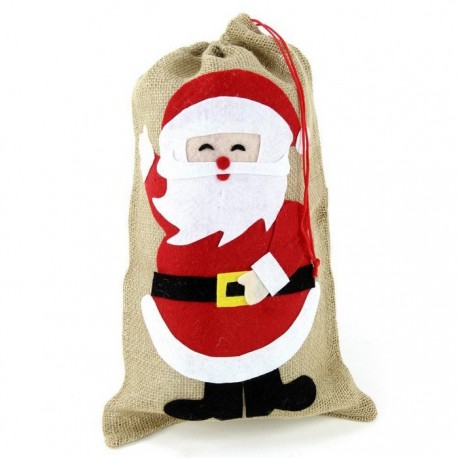Saco Papa Noel Yute Decoración Navidad 30 X 0,20 X 50 Cm