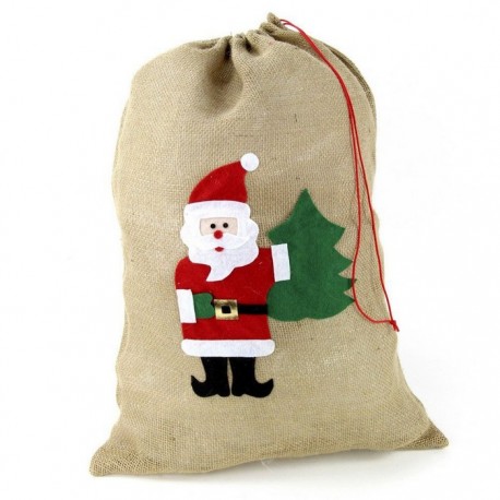 Saco Papa Noel Yute Decoración Navidad 50 X 0,20 X 70 Cm