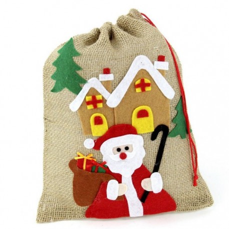 Saco Papa Noel Yute Decoración Navidad 27 X 0,20 X 35 Cm