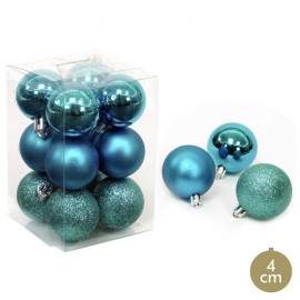12 Bola Azul Decoración Navidad 4 X 4 X 4 Cm