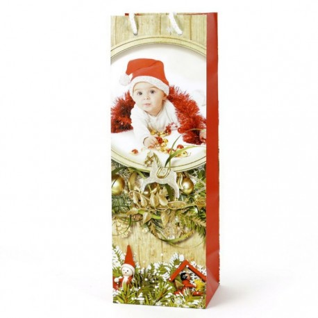 Bolsa Bebé Papel Con Purourina Decoración Navidad 12 X 10 X 36 Cm