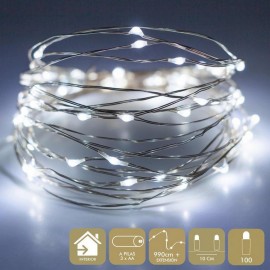 Guirnalda de LEDS 100 Luces color blanco Navidad Distancia entre bombillas 10cm Extensión 990cm